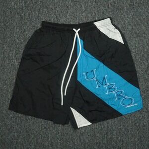 VINTAGE Umbro Shorts Adult Small Black Blue Soccer Nylon Lightweight Pockets Men